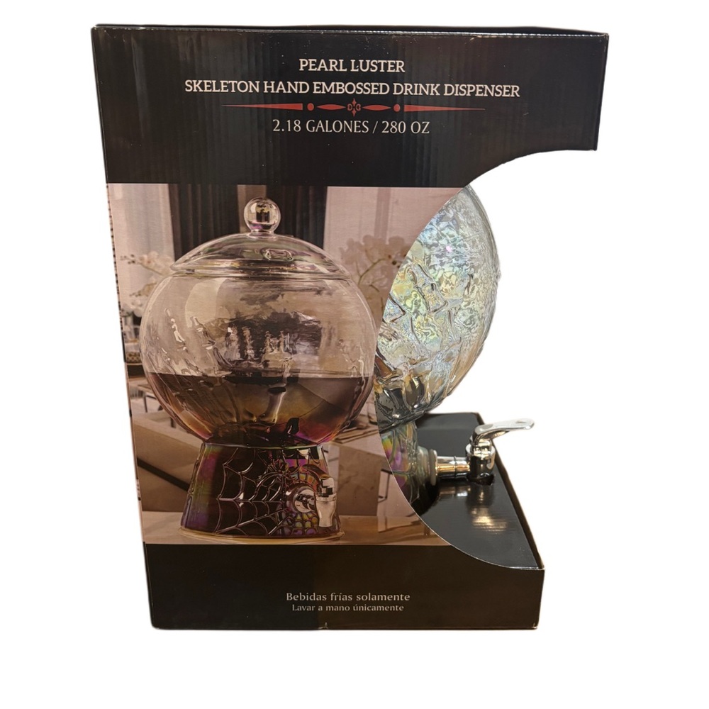 *NEW* Pearl Luster Skeleton Hand Embossed Drink Dispenser - Picture 4 of 6